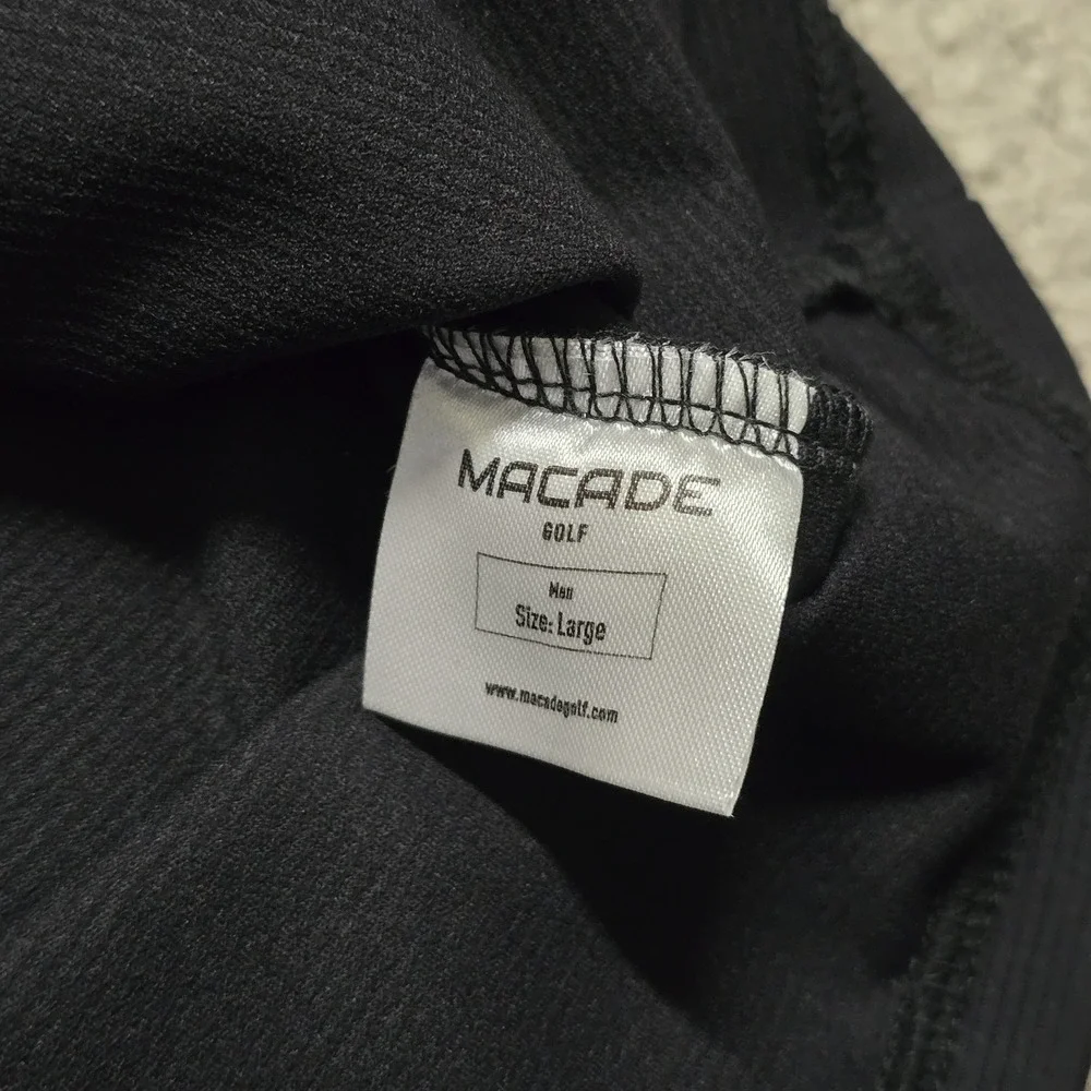Macade Polo Mens L Black Golf Performance Blade Collar Polo Heath Bomber Shirt